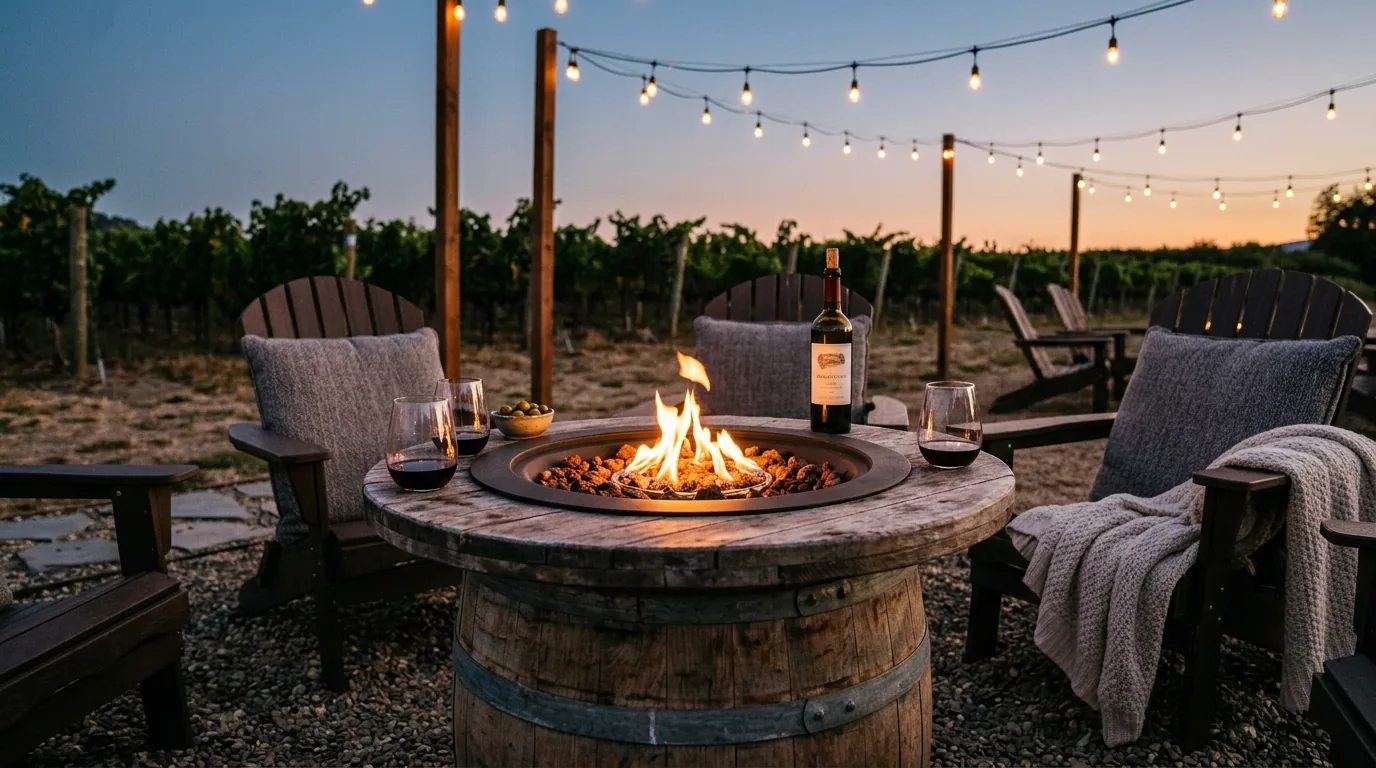 Style with greenery to soften the rustic feel